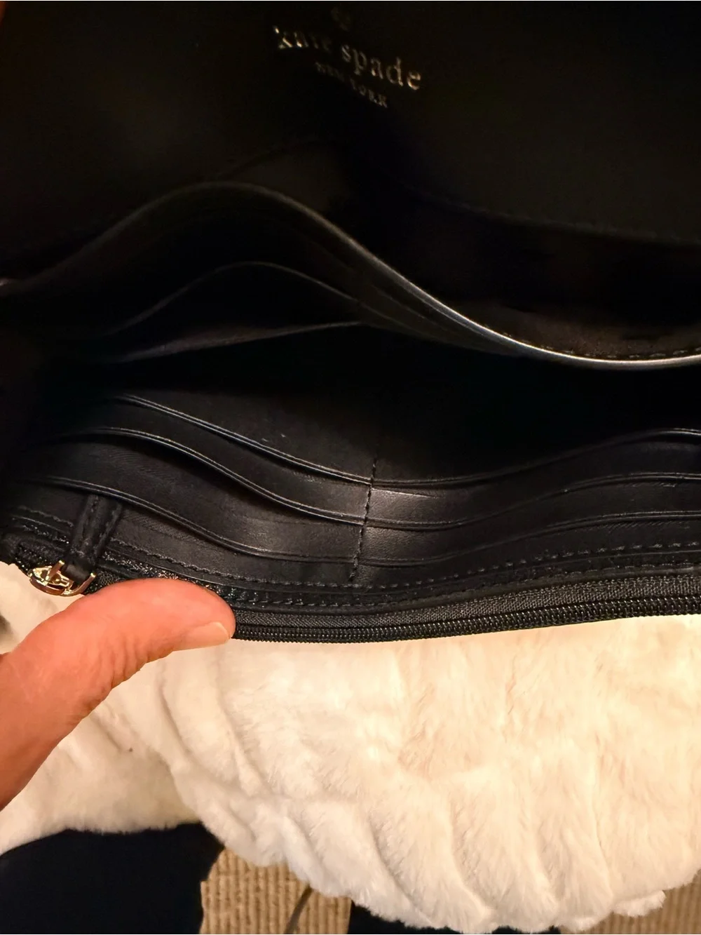 kate spade black glitter wristlet clutch